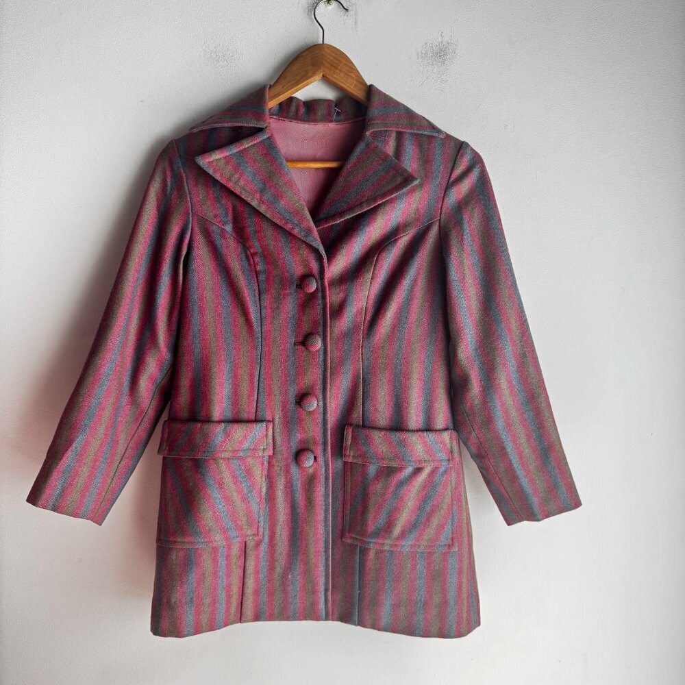 Vintage 40s Striped Pink Blue Blazer S